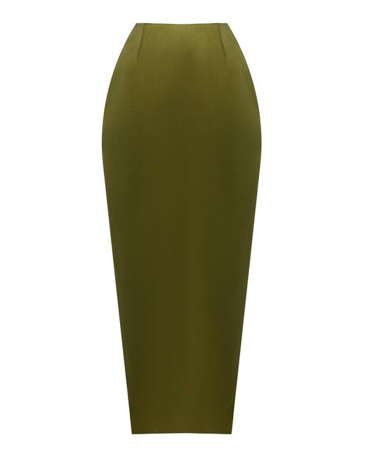 Wiederhoeft Green Wasp Cotton-Silk Midi Skirt
