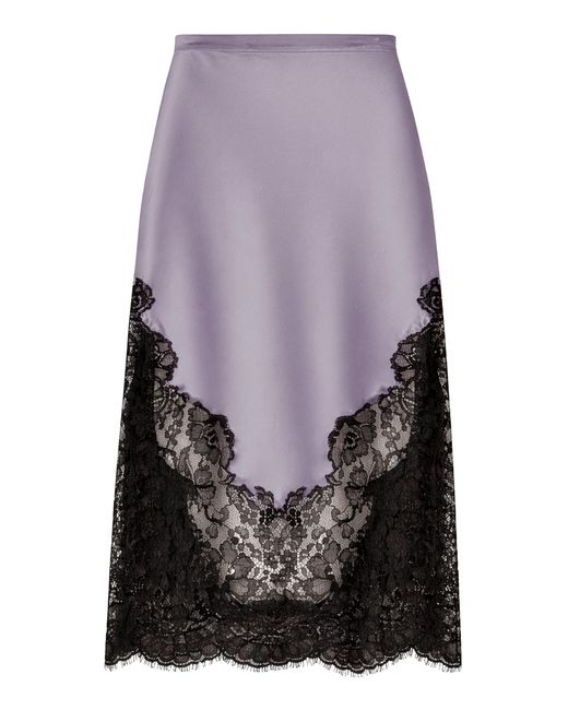 Fleur du Mal Purple Juliet Lace And Silk Skirt