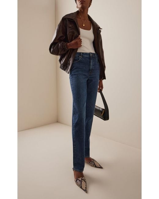 FRAME Blue The Ruler High-Rise Straight-Leg Jeans