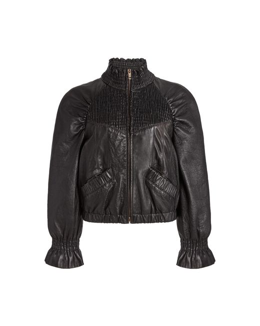 Chloé Black Shirred Leather Jacket