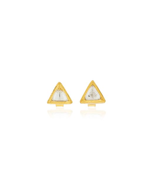 Amrapali Metallic 18k Yellow Gold Kundan Diamond Stud Earrings