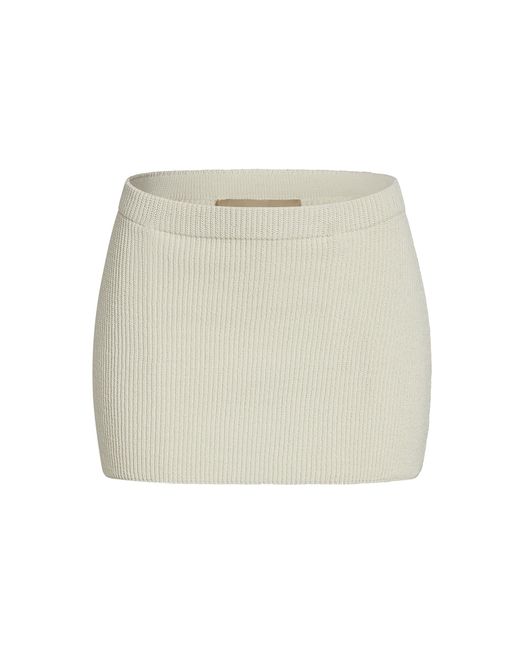 AYA MUSE Natural Eris Ribbed-knit Cotton-blend Mini Skirt