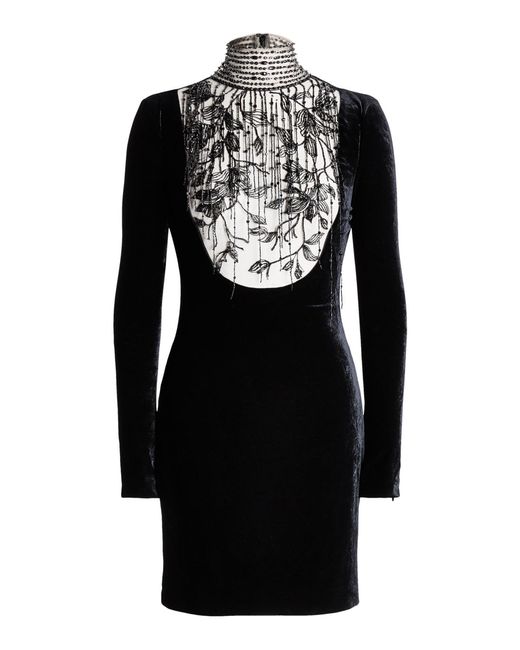 Ralph Lauren Black Shamus Embellished Velvet Mini Dress