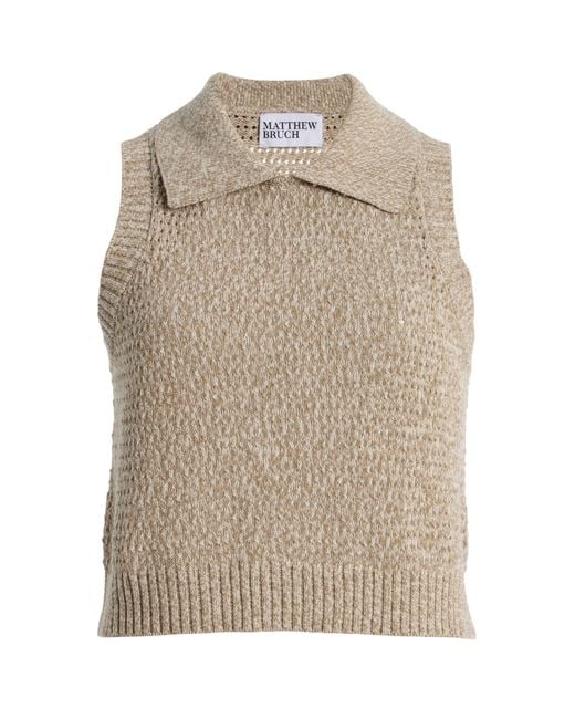 Matthew Bruch Natural Cable Mesh Collared Tank Top