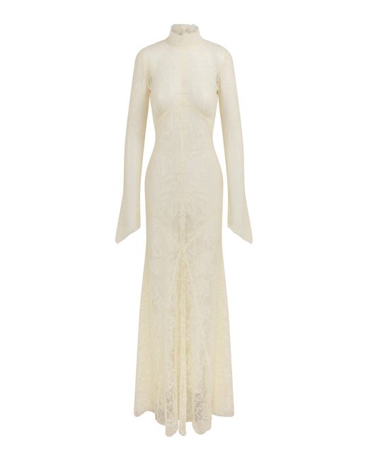 De La Vali White Hermosa Lace Maxi Dress