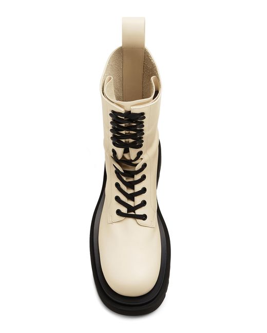Bottega Veneta White Lug Lace-up Boot Military Calf