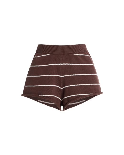 ELCE Brown Exclusive Manon Striped Knit Cotton Shorts