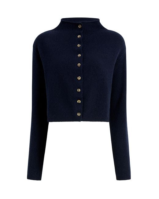 Khaite Blue Annora Wool-Cashmere Cardigan