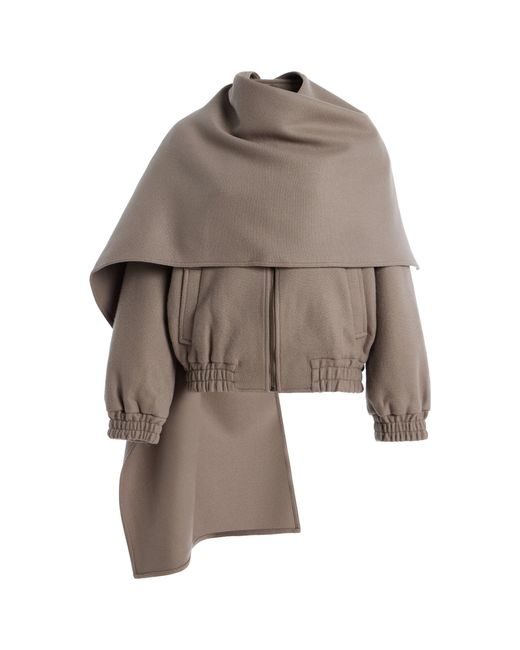 AYA MUSE Brown Tuli Wool-Blend Scarf Jacket