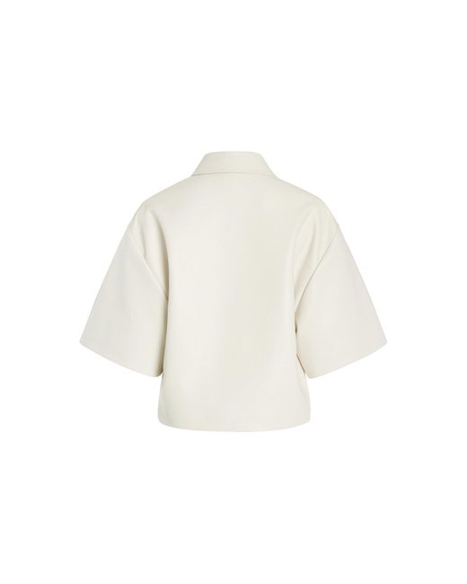 Jonathan Simkhai White Robinson Embroidered Vegan Leather Shirt