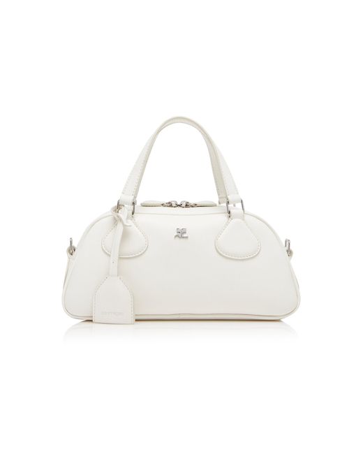 Courreges White Friday Leather Bowling Baguette Bag