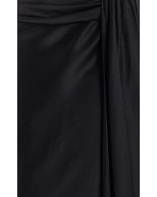 LAPOINTE Black Draped Satin Maxi Skirt