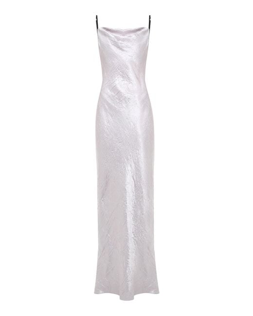 Anna October White Lucie Crinkled Satin Maxi Dress