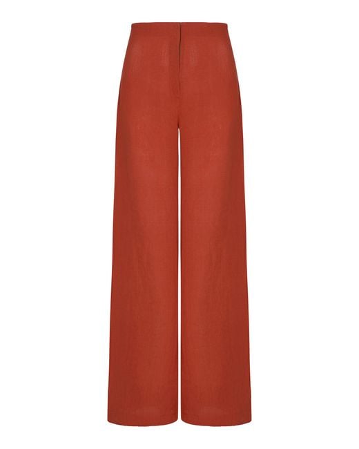 ANDRES OTALORA Red Poesia High-rise Linen Wide-leg Pants