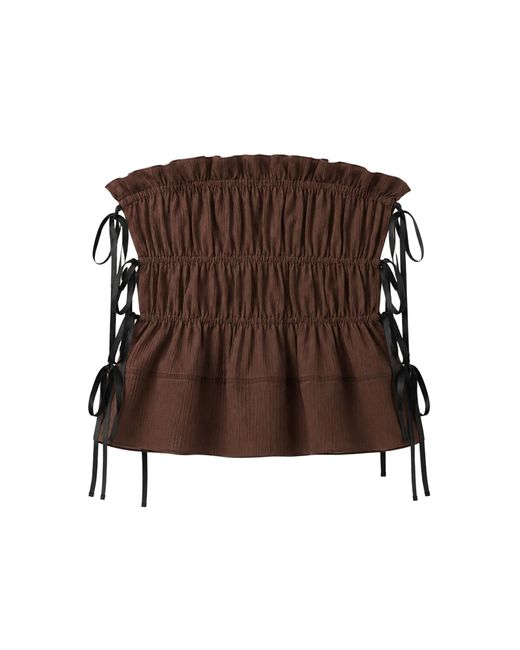 THE GARMENT Brown Bali Cotton-Blend Strapless Top