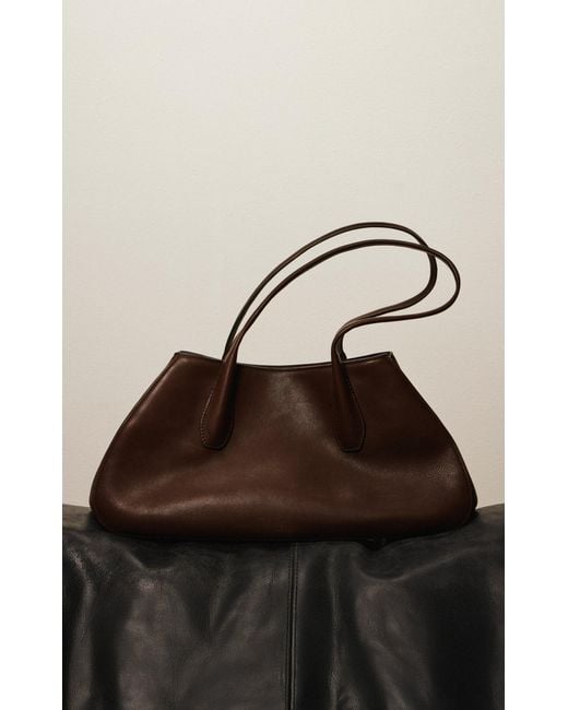 The Row Brown Alger Leather Shoulder Bag