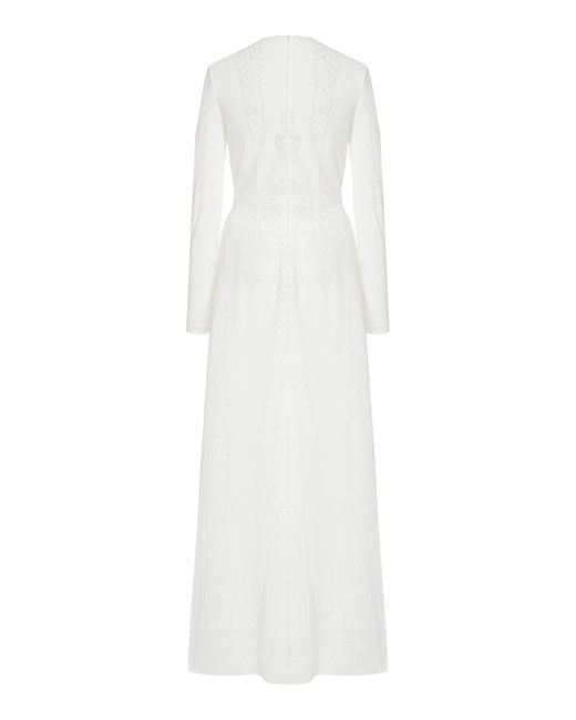 Giambattista Valli White Patterned Cotton-blend Knit Maxi Dress