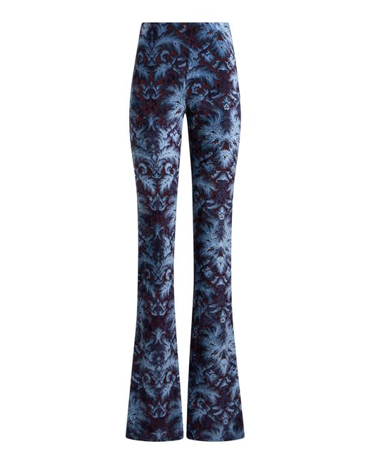 Etro Blue Printed Crepe Flared-Leg Pants
