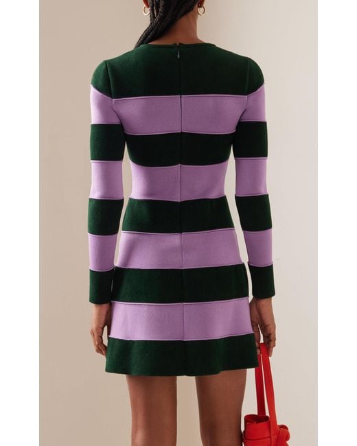 Carolina Herrera Black Striped Knit Mini Dress