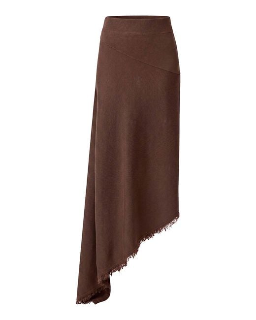 Monse Brown Asymmetric Cascade Wool Maxi Skirt