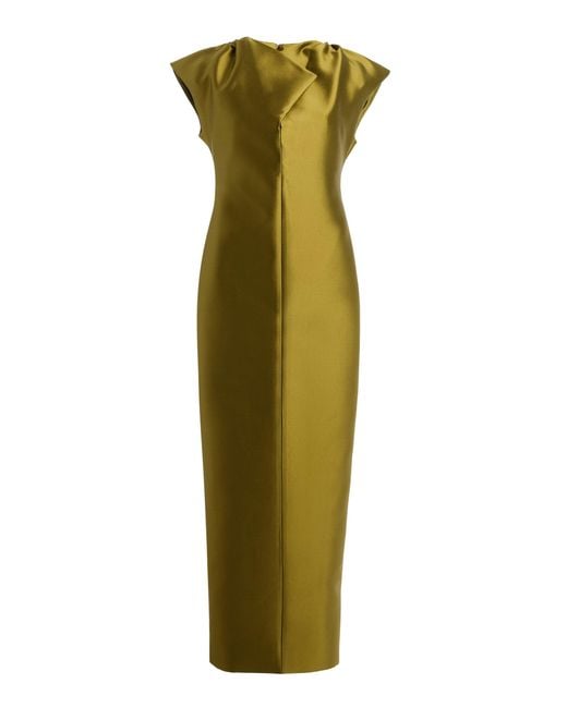 Christopher John Rogers Green Exclusive Peel Silk-Wool Maxi Sheath Dress
