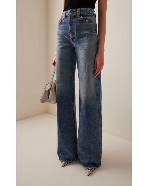 Khaite Blue Dane High-Rise Stretch Flared Jeans