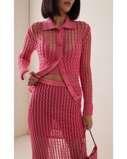 Jonathan Simkhai Pink Exclusive Luza Crocheted Cotton-blend Cardigan