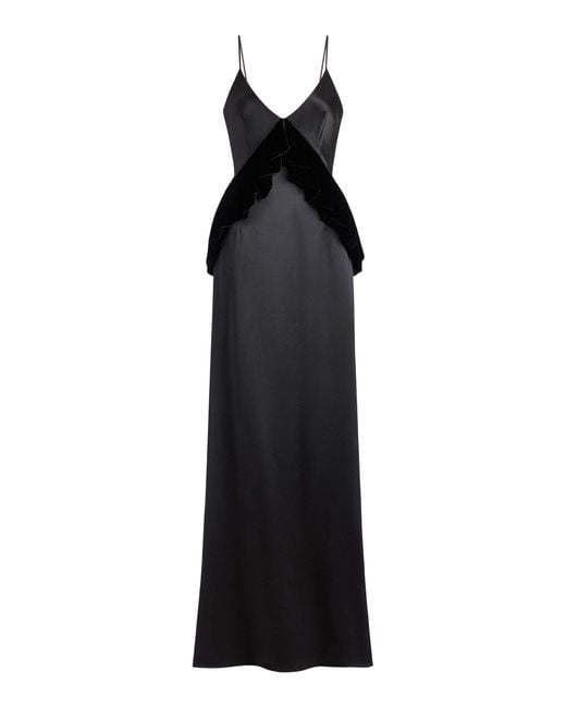 Markarian Black Neroli Satin And Velvet Gown