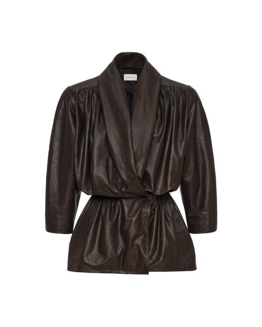 Magda Butrym Black Oversized Leather Jacket
