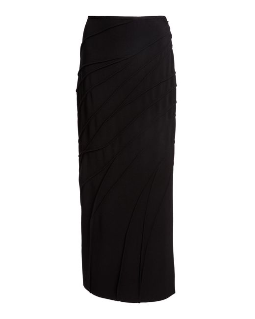Zuhair Murad Black Heavy Cady Tube Skirt With Pintucks