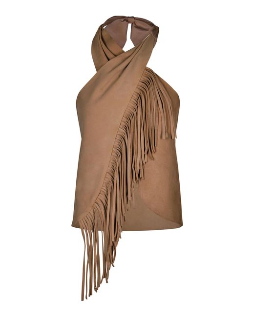 Johanna Ortiz Brown Sonora Fringed Leather Top