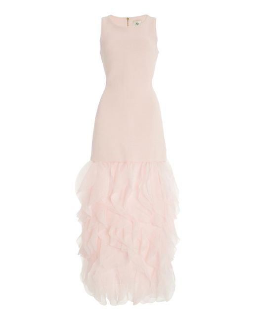 Aje. Natural Elations Ruffled Knitted Maxi Dress