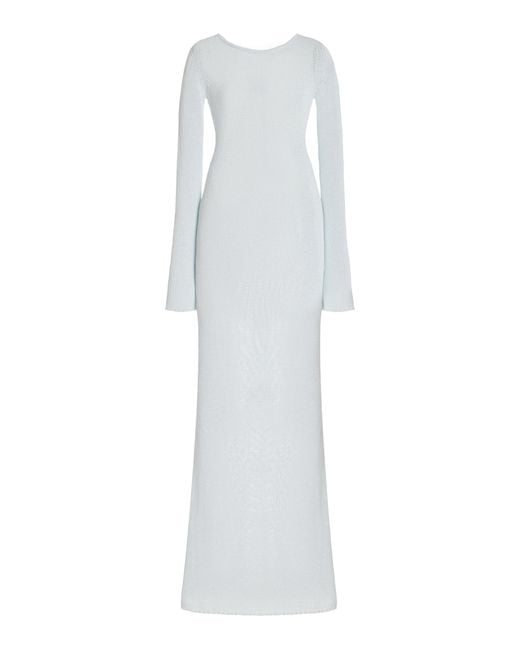 AYA MUSE White Orca Knit Cotton-blend Maxi Dress