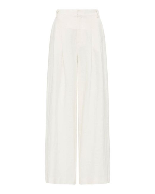 St. Agni White Tailored Linen Wide-leg Pants