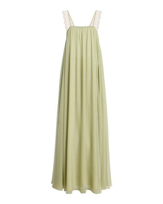De La Vali Green Exclusive Carmela Chiffon Maxi Dress