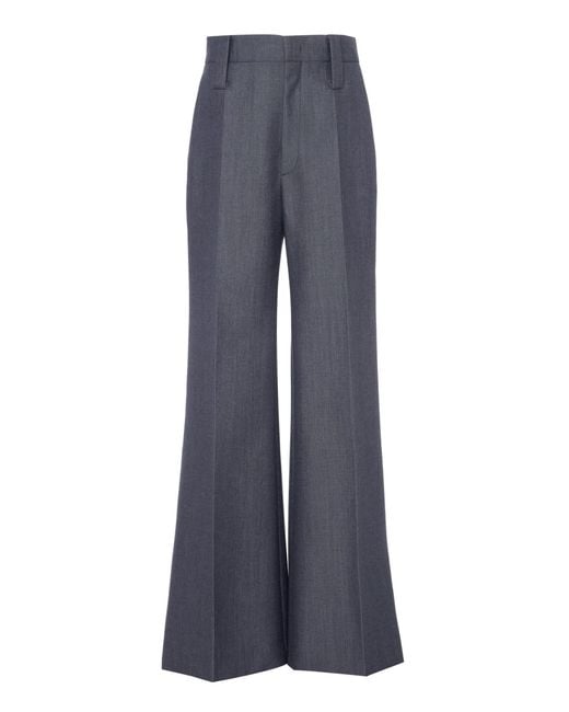 Prada Blue Mohair-blend Wide-leg Pants