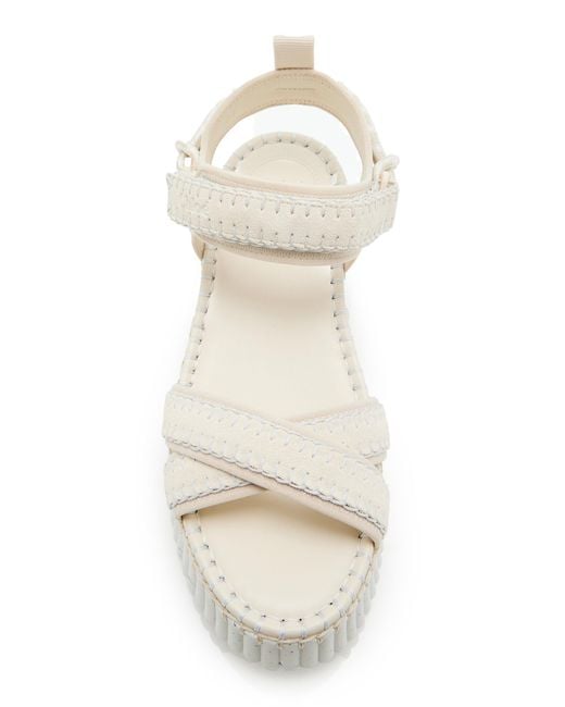 Chloé White Nama Suede Platform Sandals