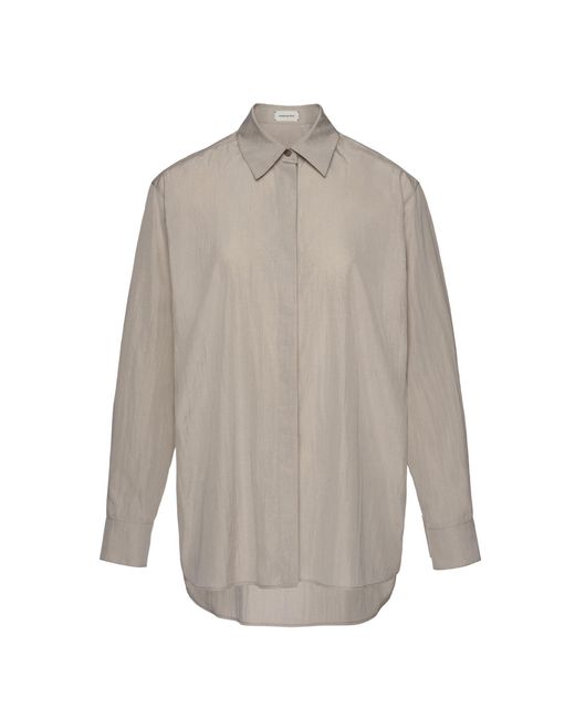Magda Butrym Gray Collared Silk-Blend Shirt