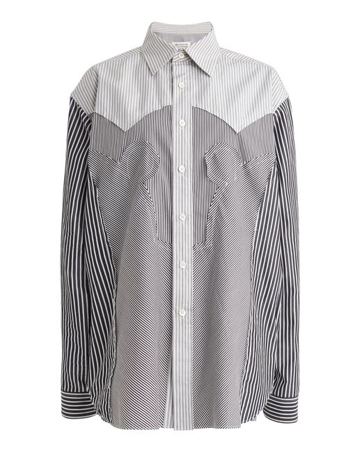Maison Margiela Gray Patchwork Striped Cotton Shirt