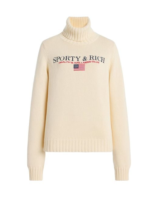 Sporty & Rich Natural Nautical Knitted Cotton Sweater