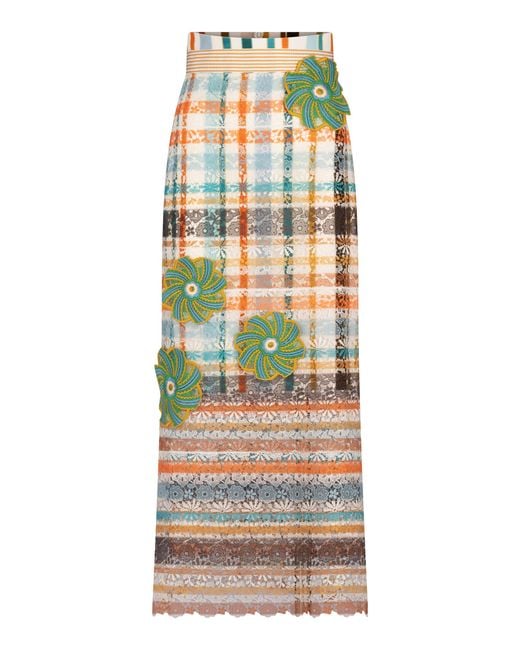 Silvia Tcherassi Multicolor Shadia Embellished Cotton Midi Skirt