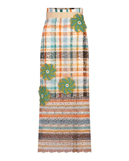 Silvia Tcherassi Multicolor Shadia Embellished Cotton Midi Skirt