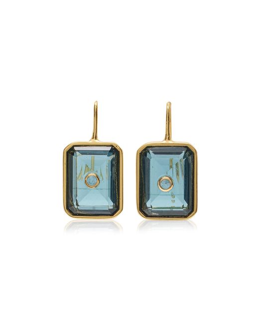 Lizzie Fortunato Tile Topaz, Crystal Gold-plated Earrings in Blue | Lyst