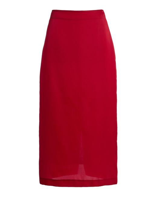 Heirlome Red Exclusive Sandrita Silk Midi Skirt