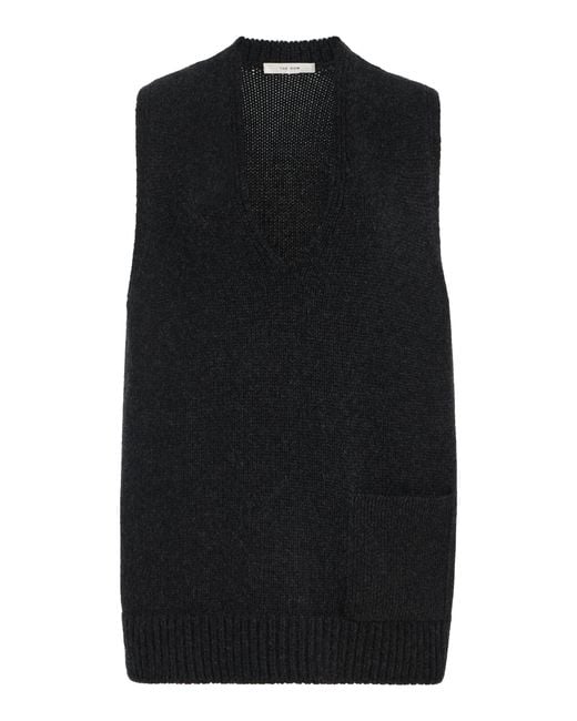 The Row Black Marte Cashmere Top