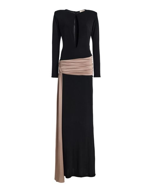 The New Arrivals Ilkyaz Ozel Black Exclusive Heat Crepe Maxi Dress