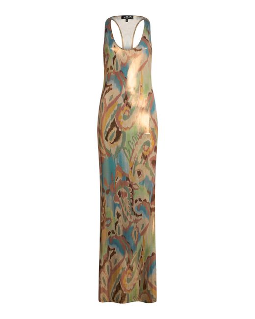 Etro Printed Metallic Maxi Dress