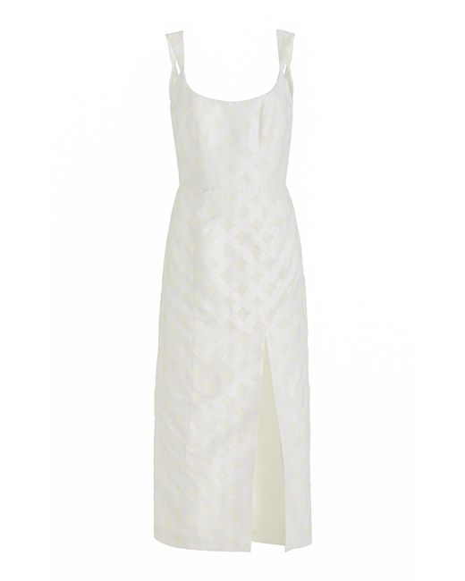Markarian White Exclusive Floral Cotton-silk Organza Midi Dress