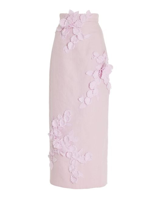 Zimmermann Pink High Tide Flower Linen-silk Maxi Skirt