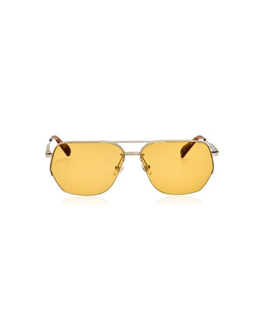 Jacquemus Yellow Aviator-Frame Metal Sunglasses